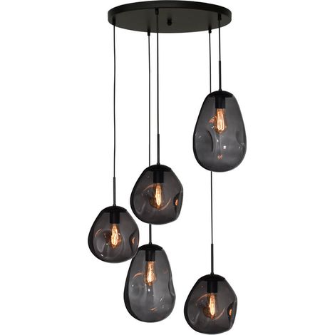 Lampe suspendue Vide Lava 5x verre à fumée - 2762-05-50-5-05-1110