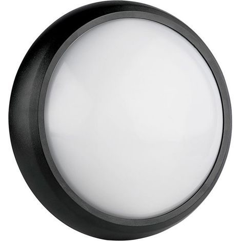 8W PLAFONIERA LED TONDA CORPO NERO BIANCO CALDO IP66 3000K - Luce CALDA (1/5)