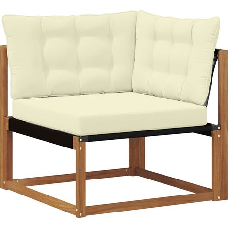 Outdoor Corner Sofa Solid Acacia Wood and Textilene Natural vidaXL