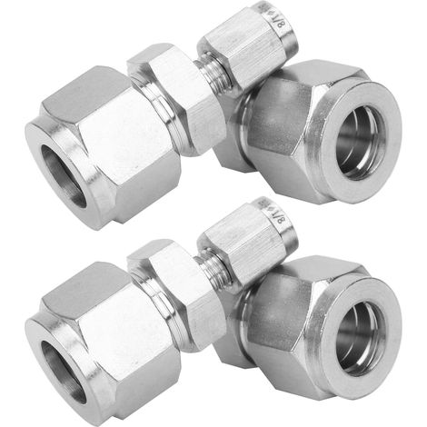 Raccord à Compression Inoxydable Droit, 4 Pièces Double Bague pour Tuyaux (1/8" à 1/2") (1/5)