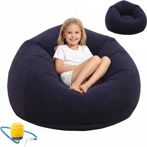 Sofá hinchable portátil e impermeable para exteriores, ideal para acampar, la piscina y viajar, color azul. (1/5)