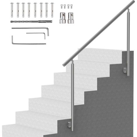 Rambarde 149,9 cm pour escalier extérieur, fixation latérale, en acier, pour porche ou terrasse, installation facile (1/5)