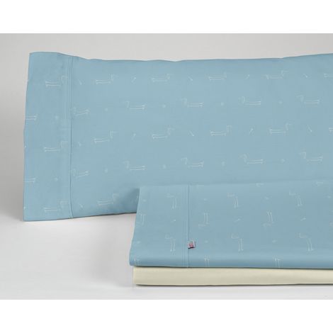 Juego de sábanas Cuca color azul. Cama de 180 cm. 4 piezas (1/5)
