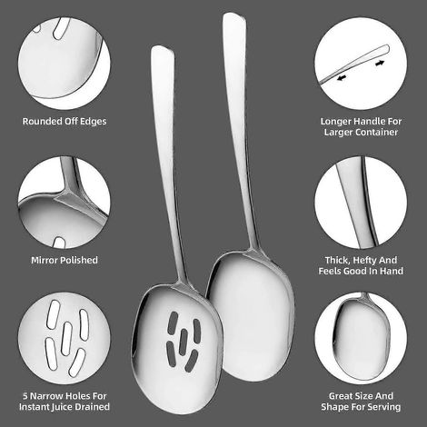 Cuillère à égoutter et cuillère de service, couverts de cuisine de haute qualité, cuillère de cuisine