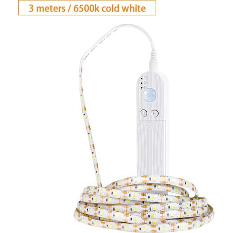 Bande LED dimmable avec détecteur de mouvement PIR, 3 mètres, 180 LED, pour éclairage décoratif de TV, ordinateur, bureau, cuisine, etc. (1/2)