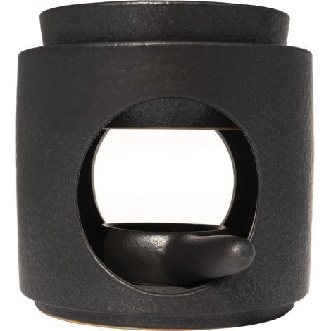 1 Lampe Parfumée Céramique, Noir Mat, Bol Amovible, Diffuseur Huile Essentielle Et Cire, Pour Salon (1/5)