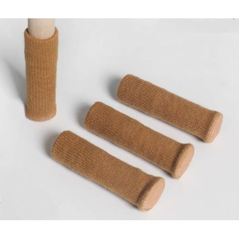 Juego de 4 protectores para patas de silla con fieltro grueso en la parte inferior, diseño de doble capa y silicona antideslizante en el interior (marrón). (1/5)