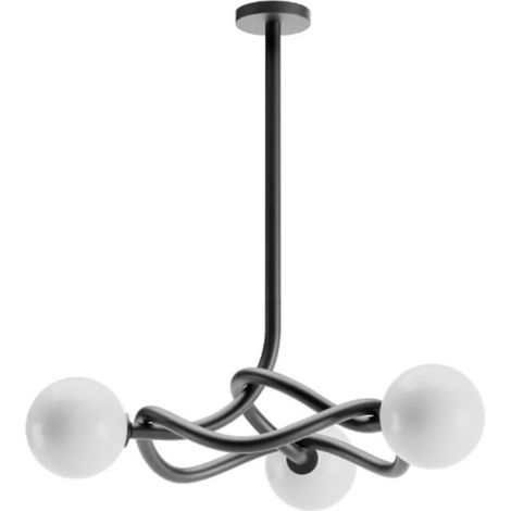 Lampadario moderno redo group confusio 01 3256 3257 e14 led metallo vetro, finitura metallo nero opaco