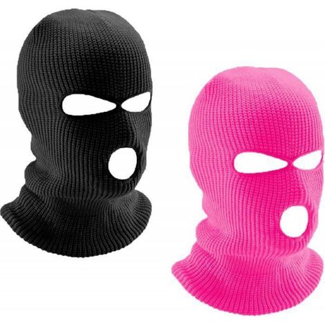2 Pièces Cagoule 3 Trous, Balaclava à 3 Trous Tricoté,Cagoule Noir de Visage Complet Masque de Ski pou Hommes et Femme (1/3)