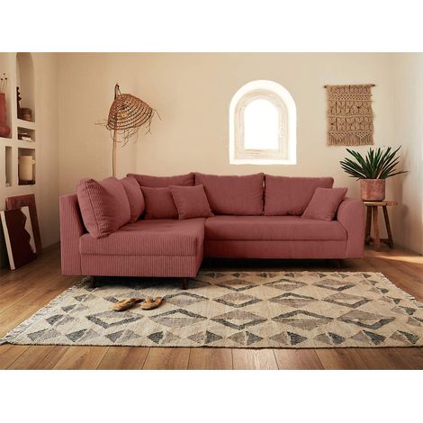Lisa Design – Canapé d'angle gauche 4 places – Revêtement en velours côtelé 100% polyester – Structure en bois massif – Dimensions L231xH81xP161 cm (1/5)