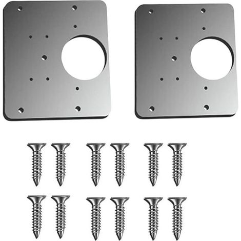 SABIR Plaque de Réparation de Charnière, 2 Pièces Réparation de Plaque D'acier Inoxydable Avec 8 Vis, Kit De Réparation De Charnière Pour Porte en Bois/Placard/Meuble Plaque Fixe (1/5)