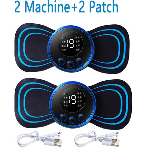 EMS-Elektromassagegerät für Nacken und Rücken mit LCD-Bildschirm, 8 Modi, pulsierender Muskelstimulator, tragbar, Schmerzlinderung 01061-AquaForge