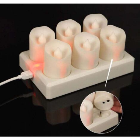 NALOOKAMIC 6 bougies chauffe-plat LED rechargeables, bougies électroniques avec télécommande, minuterie, lumière blanche chaude, 4 x 4,5 cm (1/3)
