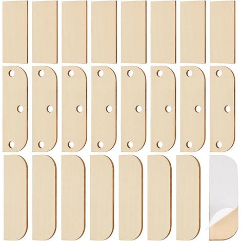 24pcs Plaques de Remplissage pour Bords de Porte Multi-Tailles, Plaques de Réparation Auto-adhésives Amande Blanchie pour Charnières de Meuble et Serrures de Porte Extérieure (1/5)