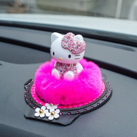 Chat voiture ornement rhinestone parfum tableau de bord figurine rouge intérieur accessoire cadeau (1/4)