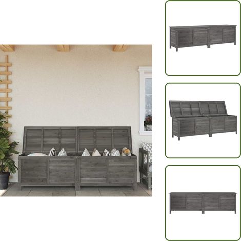 Gartentruhe Anthrazit 198,5x50x56,5 cm Massivholz Tanne - Gartenbox - Holzkiste - Auflagenbox - Gartenmöbelaufbewahrung - Gartenorganisation