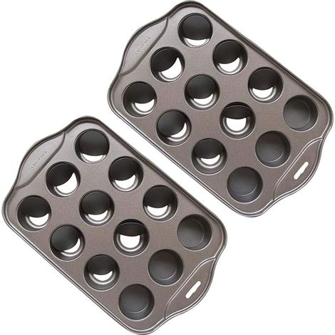 Paquet de 2 mini moules à gateau au fromage à 12 cavités avec fond amovible (1/5)