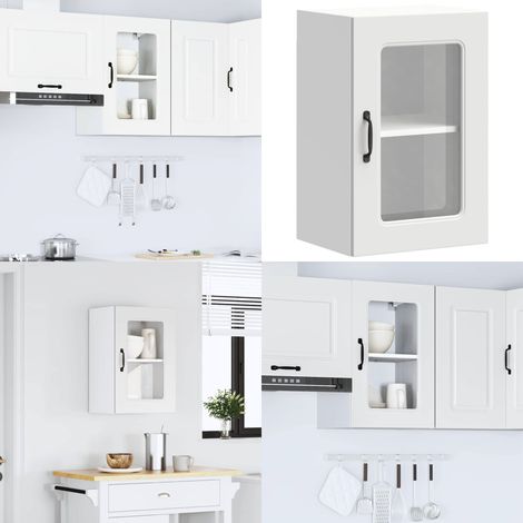 vidaXL Küchen-Hängeschrank mit Glastür Kalmar Weiß Holzwerkstoff (1/5)