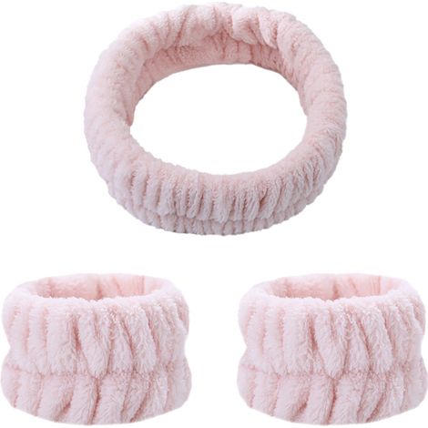 Diadema de felpa, goma para el cabello, maquillaje cosmético, lavado facial, ducha, spa. (1/5)