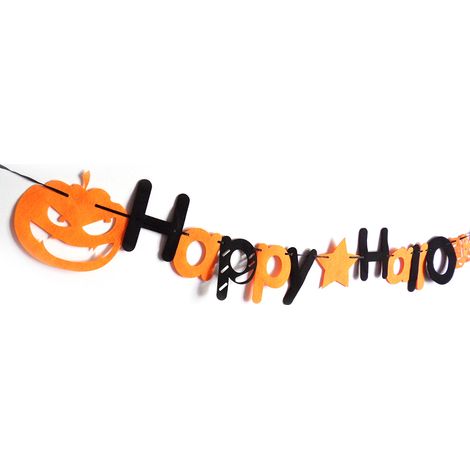 Décoration murale suspendue pour fête d'Halloween à la maison, à l'école ou au bureau : guirlande de chauves-souris et de citrouilles (1/2)