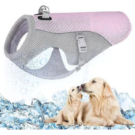 Kühlweste für Hunde, verstellbares Sommerkleidungsstück, ideale Kühljacke für Hunde zum Wandern, Spazierengehen und Campen – Rosa – Größe M (1/5)