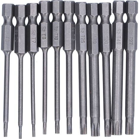 Jeu de 11 embouts tournevis en forme de prunier, tige hexagonale 1/4in, acier S2 magnétique, 75mm, lot d'embouts de sécurité (1/5)