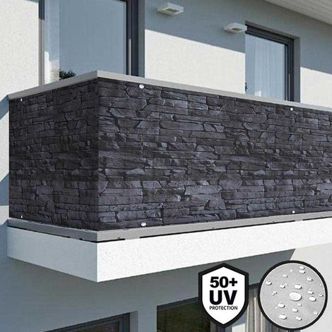 Telo Copertura Frangivista Frangivento Ringhiera Protezione Balcone Pietra Grigi (1/5)