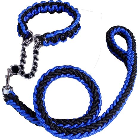 Collier Et Laisse Pour Chien - Corde Tressée - Anneau Pivotant - Pour Chiens Petits Moyens Et Grands - Ensemble 2 Pièces (1/5)