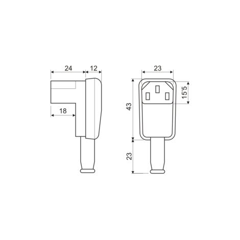 Conector Alimentacion IEC320 Hembra Acodada 10Amp (1/2)