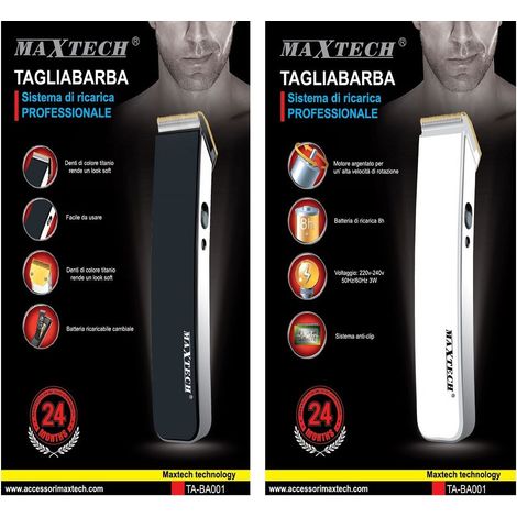 Trade Shop Traesio - Rasoio Elettrico Uomo Taglia Barba Batteria Ricaricabile Basette Peli Titanio Ta-ba001 -