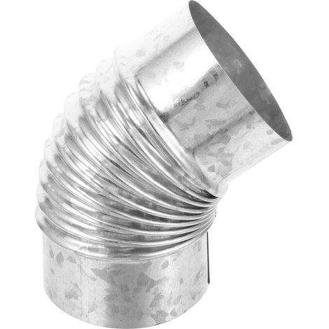Coude de Tuyau de Poêle à 45 Degrés en Acier Inoxydable Argenté, Accessoire de Cheminée pour Poêle D'extension, Installation Facile en Extérieur (1/5)