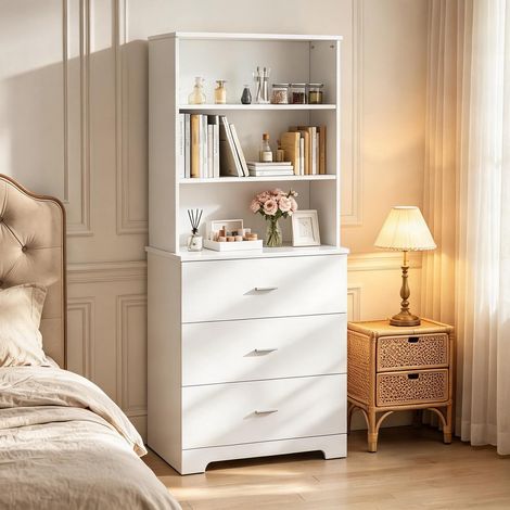 Bibliothèque en panneaux de particules blancs avec 6 étagères (1/5)