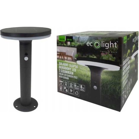 Palo per illuminazione solare da giardino a LED, colore nero, con sensore di movimento IP44, modello SSO-6A, grado di protezione SSO-6A. (1/5)