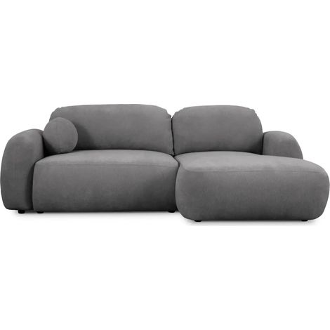 MARTIN - Canapé d'angle 3 places  tissu chenille - Gris Foncé - Gauche