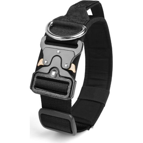 (Noir, XL)Collier Tactique Chien avec Poignée, Colliers Réglable pour Chiens, Boucle en Métal à Déclenchement Rapide Chien Rembourré Colier Chien pour Chiens de Moyens et Grands (1/5)