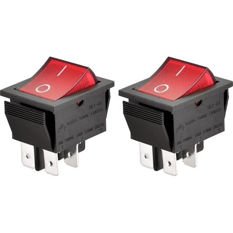 4-Terminal ON/OFF Rocker Switch, Red Light (2-Pack) (1/5)