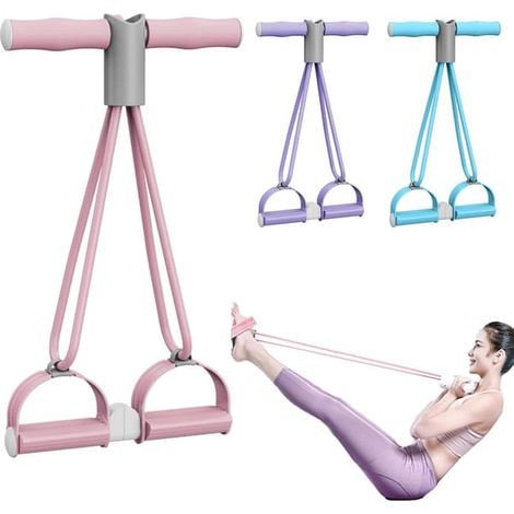 Bande de résistance rose de 13,6 kg pour les quadriceps avec pédales amovibles, corde à abdominaux pour sculpter les abdominaux, la taille, les bras et les jambes (1/3)