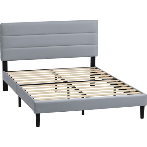 Vandura Double Ottoman Storage Upholstered 144 cm Linen Bed Frame with Headboard, Light Grey