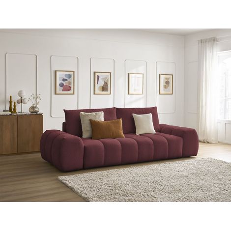 BOBOCHIC - Canapé droit convertible coffre EVEREST tissu chiné Rouge (1/5)