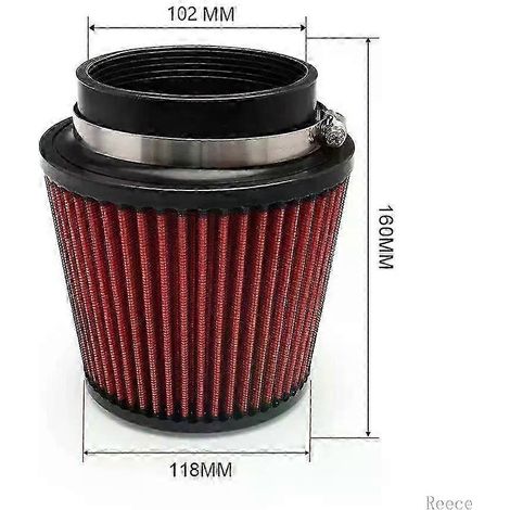 Filtre à air universel à haut débit KN 102 mm, 89 mm, 76 mm, 3, 3,5 et 4 pouces, conique, pour KN 14084-2, tête champignon (logo KN rouge 102 mm). (1/5)