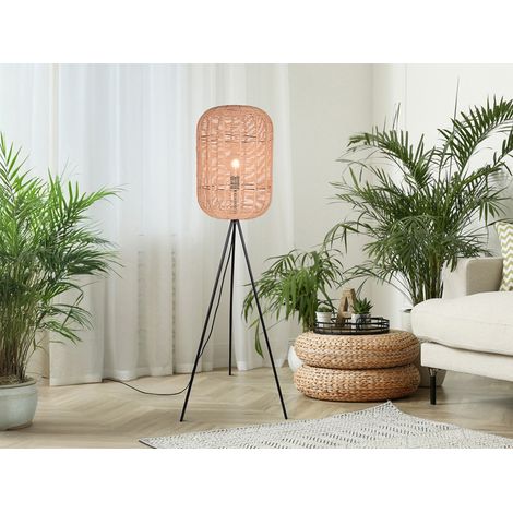 Geflochtene Tripod LED Stehlampe Korbleuchte mit Sisal Lampenschirm (1/5)