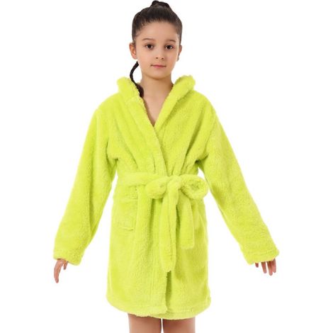 Serviette de bain en pur coton pour enfants, confortable peignoir pour filles peignoir pour garçons avec capuche ultra doux et léger végétal taille 160 (convient aux enfants de 12 à 13 ans). (1/5)