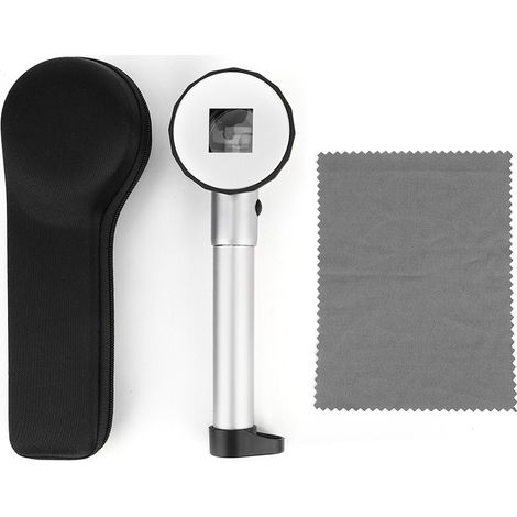 1x Loupe 10X avec échelle, lentille optique, poignée métal, LED, inspection bijoux, lecture (1/5)