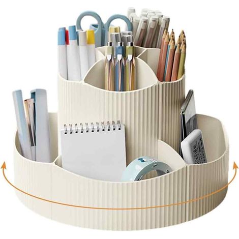 Organizador Giratorio - 8 Compartimentos - 9,5x19,5x13,8 Cm - ABS - Antideslizante - Para Oficina Y Hogar - 1 Unidad (1/5)