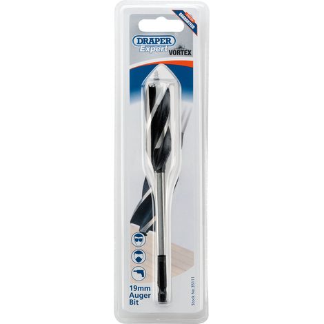 Draper 4-Fluted Auger Bit, 19mm Diameter, 165mm Length, Model 35111
