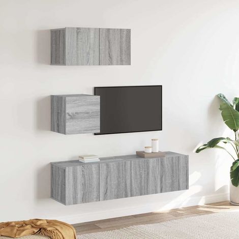 vidaXL 4 Piece TV Cabinet Set Grey Sonoma Engineered Wood (1/5)