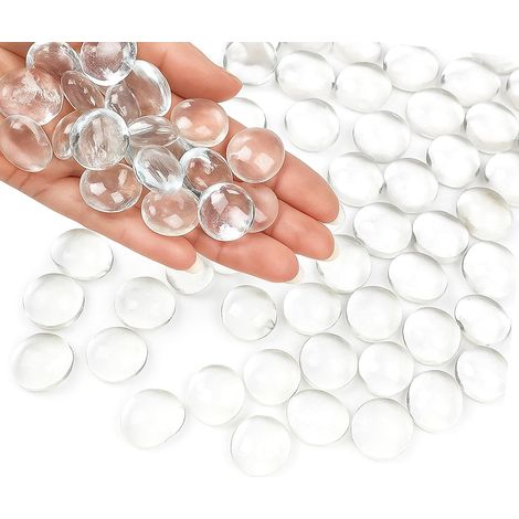 galets de verre transparents 80 pcs 17-20 mm 455 g – pierres décoratives pour vase, aquarium, centre de table, mariage, fête, artisanat, DIY, jardin, décor maison, bougies, terrarium (1/5)