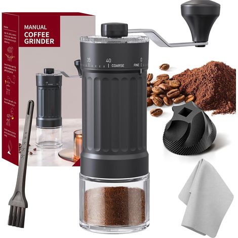 Moulin à café manuel externe réglable avec broyeur conique en céramique, 40 niveaux réglables, pour Aeropress, Expresso, Pour Over, French Press et cafetière à moka (1/5)