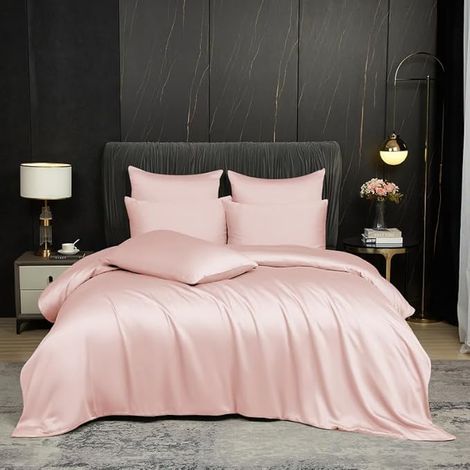 Bambou Housse de Couette 220x240 Rose Parure de lit 220x240 Adulte 2 Personnes Cool Tencel Lyocell Linge de lit Soie Lisse Soyeux Brillant Housse de Couette Naturel Bambou avec Fermeture Éclair (1/5)