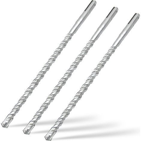 Lot de 3 Foret SDS Plus 10mm x 250mm,avec 4 taillants en carbure et double vis,pour pierre naturelle,béton (1/5)